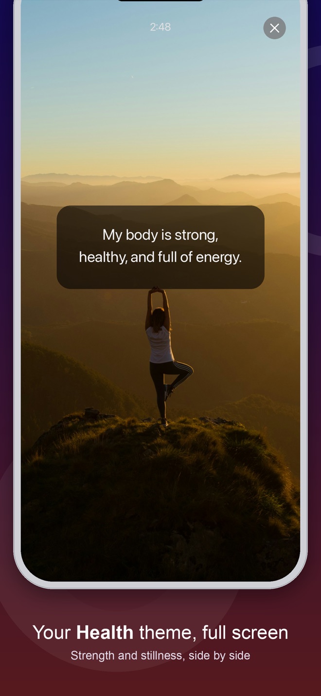 A Health-themed session showing a yoga pose silhouetted against a sunrise